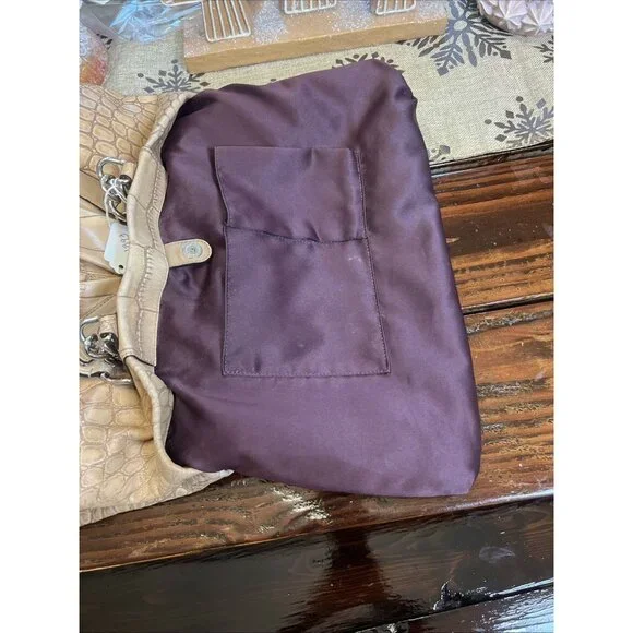 Coach Ashley (2011) Leather Croc Carry all Tote Bag Purse Camel Beige - Picture 13 of 16